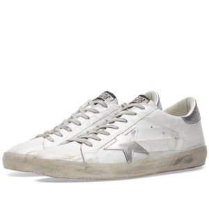 NEW Golden Goose crocodile white silver superstar 38